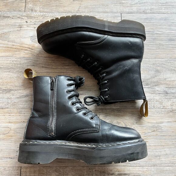 Dr Martens Jadon Platform Black Smooth Leather Zip Boots Women's 11 / EU 43 - Picture 1 of 11